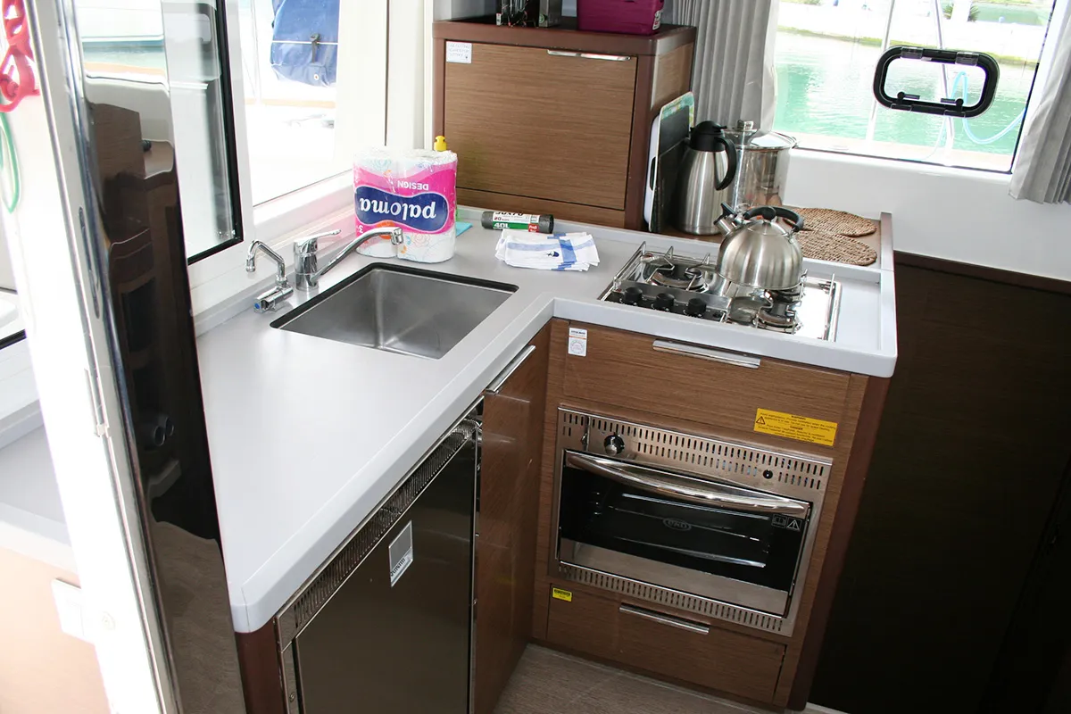 Galley of Wera of Sweden, a Lagoon 40 catamaran at Dubrovnik, Croatia