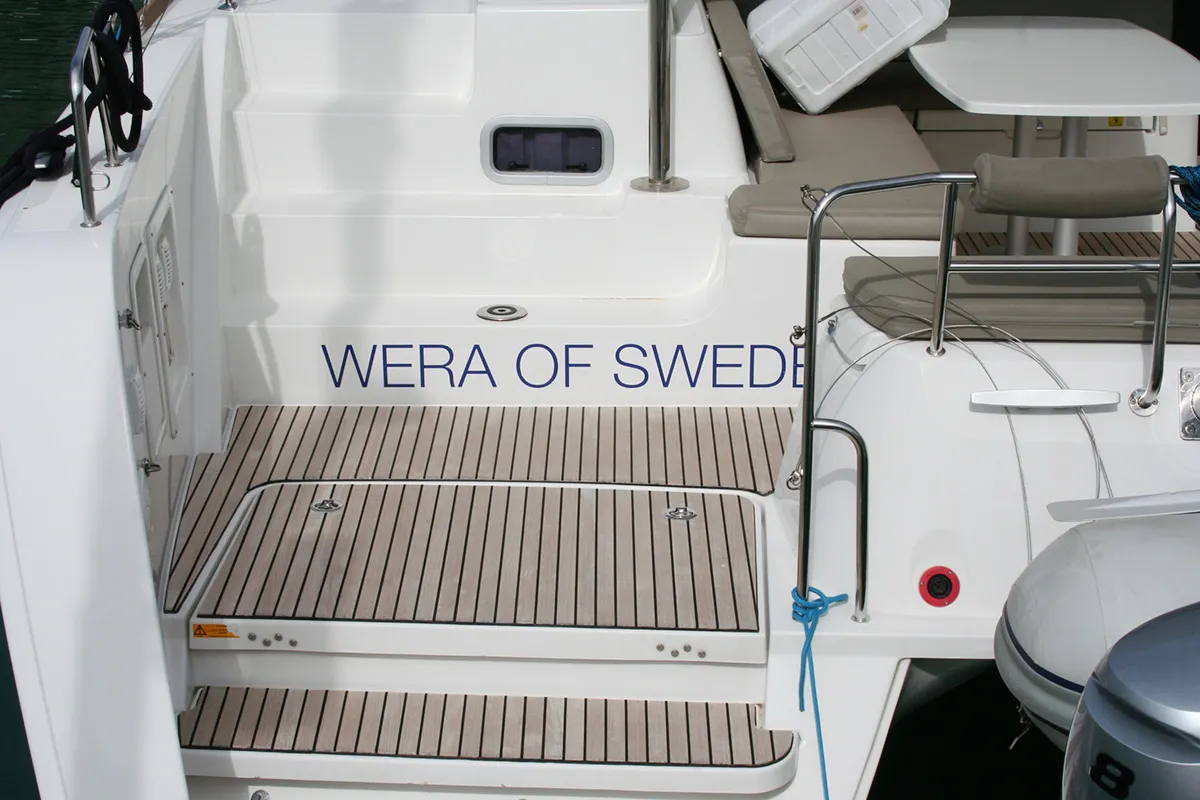 Deck of Wera of Sweden, a Lagoon 40 catamaran at Dubrovnik, Croatia