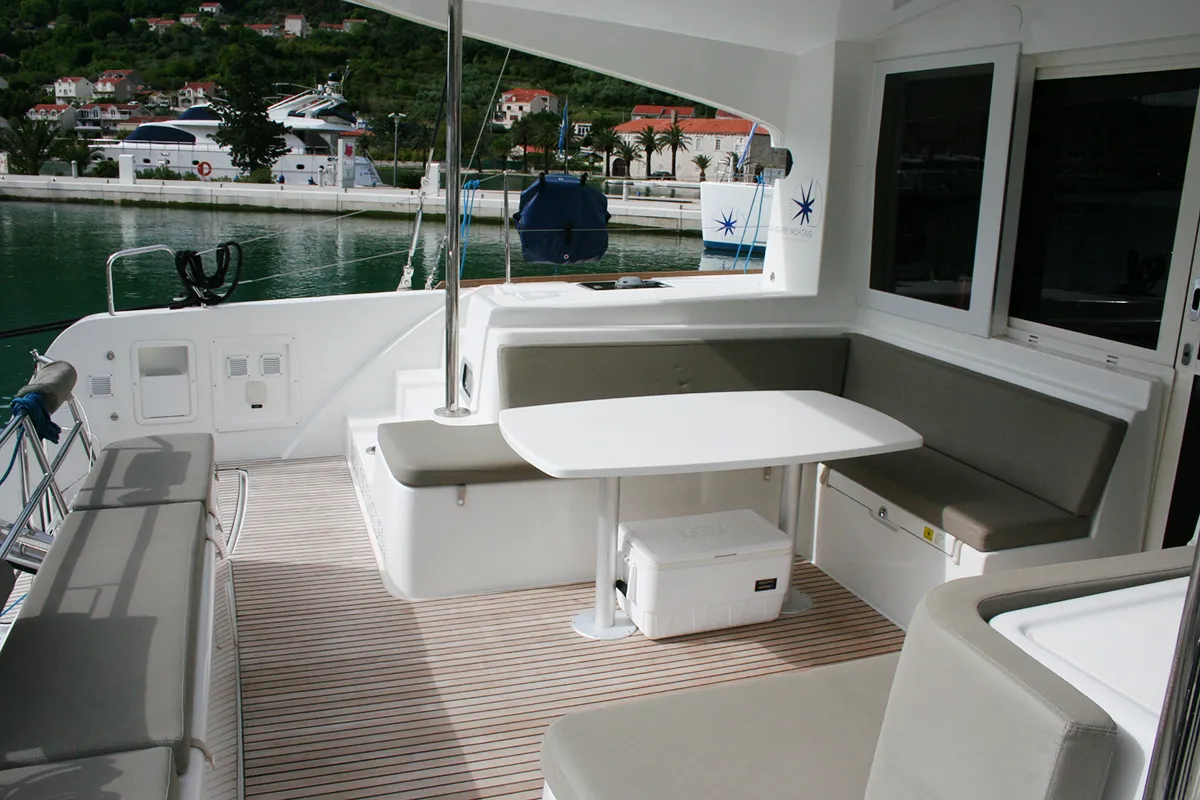 Deck of Wera of Sweden, a Lagoon 40 catamaran at Dubrovnik, Croatia