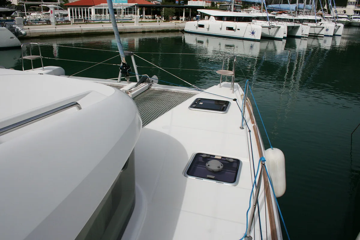 Deck of Wera of Sweden, a Lagoon 40 catamaran at Dubrovnik, Croatia