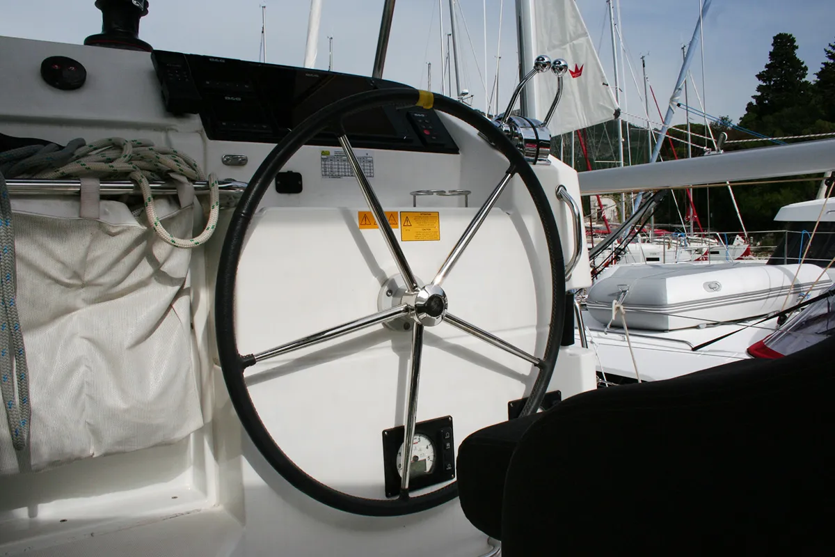 Cockpit of Wera of Sweden, a Lagoon 40 catamaran at Dubrovnik, Croatia