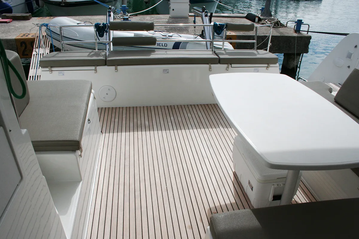 Deck of Wera of Sweden, a Lagoon 40 catamaran at Dubrovnik, Croatia