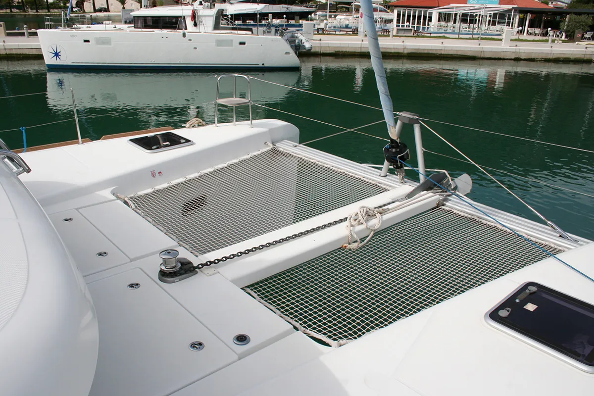 Deck of Wera of Sweden, a Lagoon 40 catamaran at Dubrovnik, Croatia
