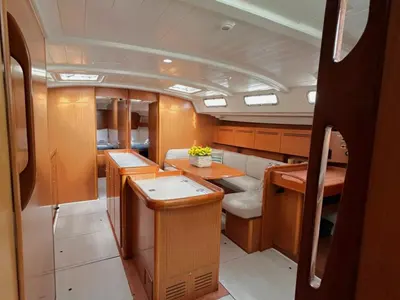 Salon of Leonidas, a Beneteau Cyclades 50.5 sailboat at Athens, Greece