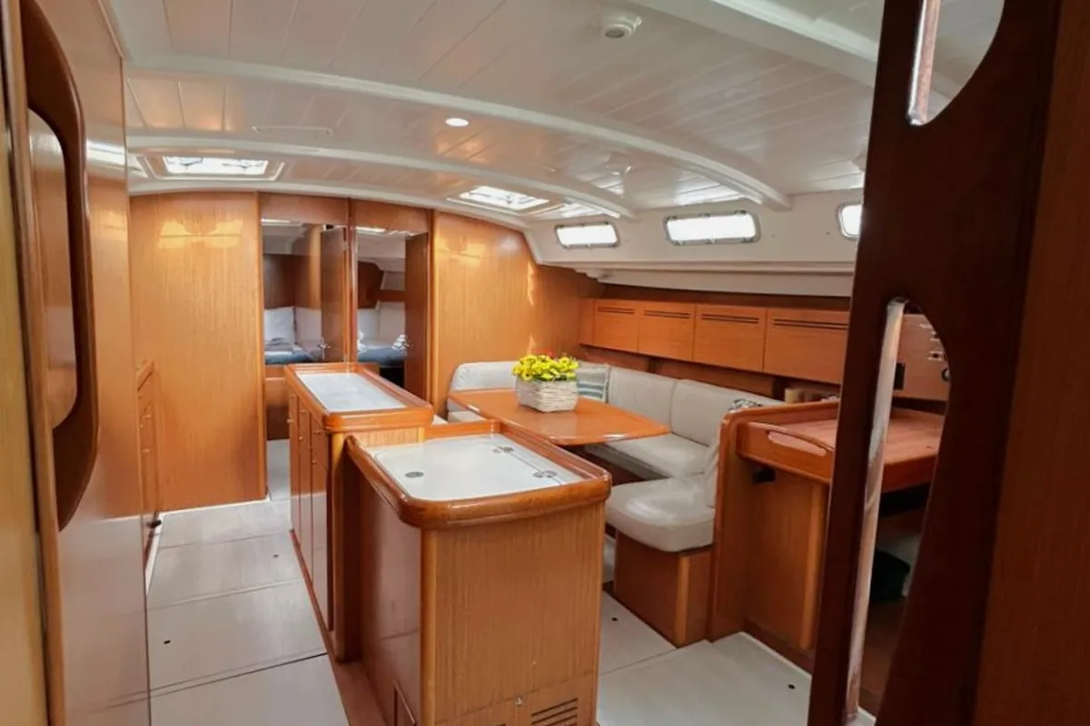 Salon of Leonidas, a Beneteau Cyclades 50.5 sailboat at Athens, Greece