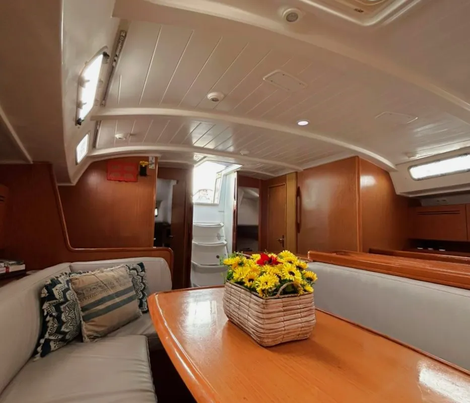 Salon of Leonidas, a Beneteau Cyclades 50.5 sailboat at Athens, Greece