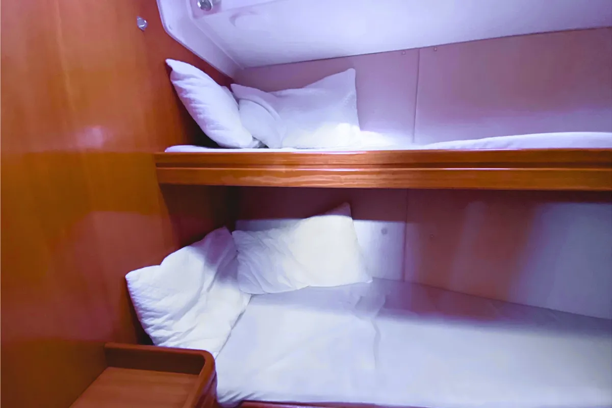 Cabin on Daphne, a Bavaria Cruiser 50 sailboat at La Spezia, Italy