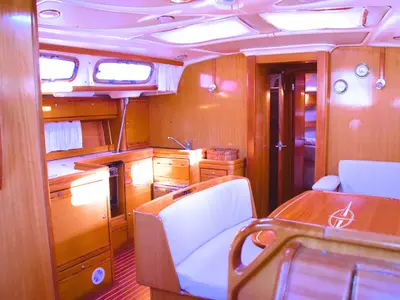 Galley of Daphne, a Bavaria Cruiser 50 sailboat at La Spezia, Italy