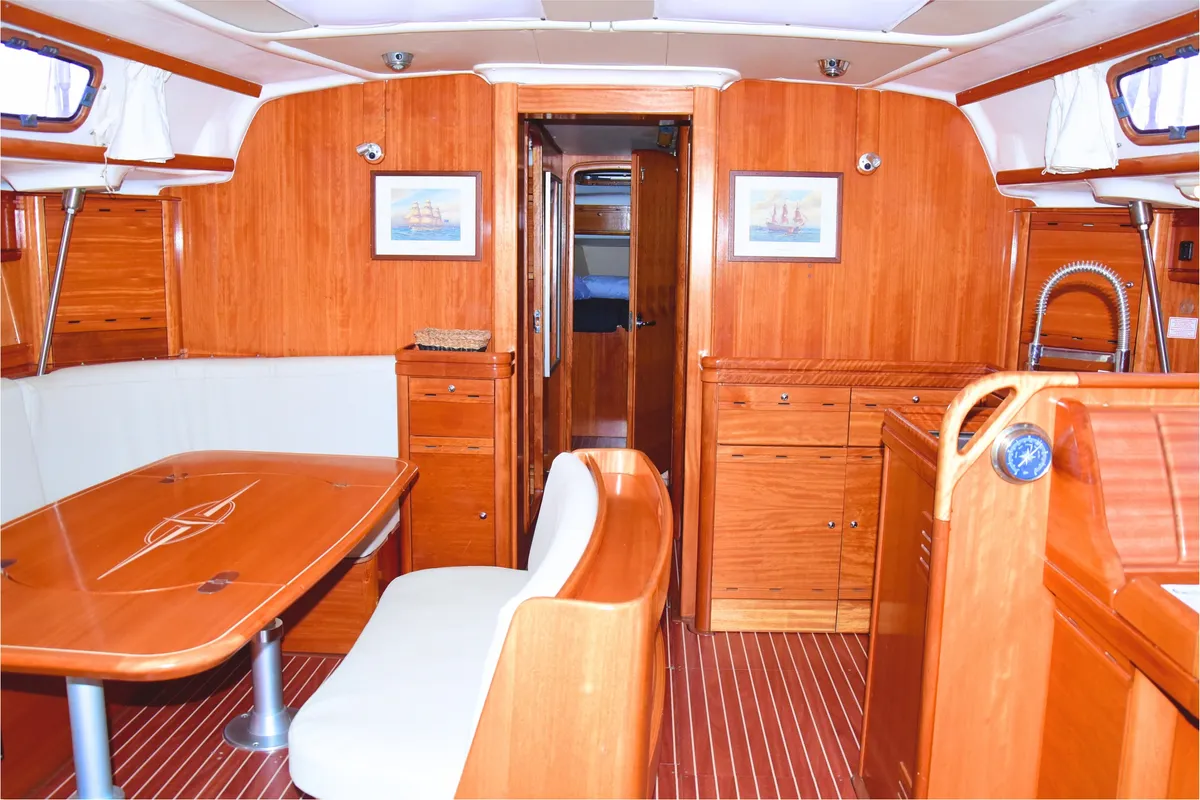 Salon of Daphne, a Bavaria Cruiser 50 sailboat at La Spezia, Italy