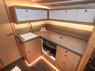 Galley of Chill Course, a Dufour 470 sailboat at Grad Trogir, Croatia