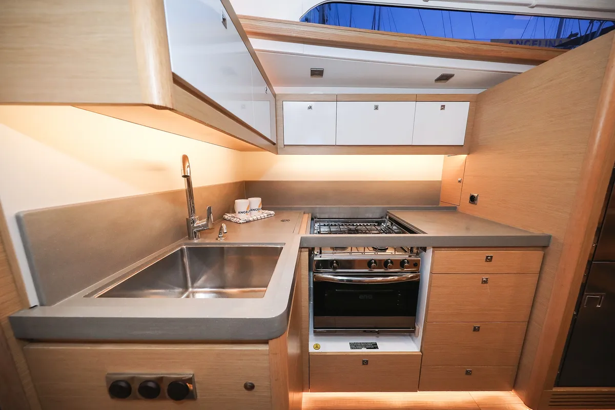 Galley of Chill Course, a Dufour 470 sailboat at Grad Trogir, Croatia