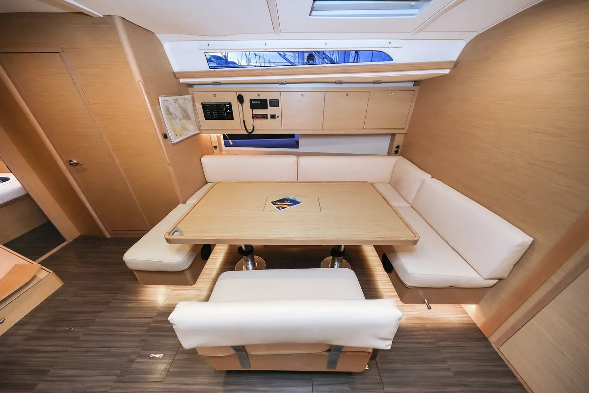 Salon of Chill Course, a Dufour 470 sailboat at Grad Trogir, Croatia
