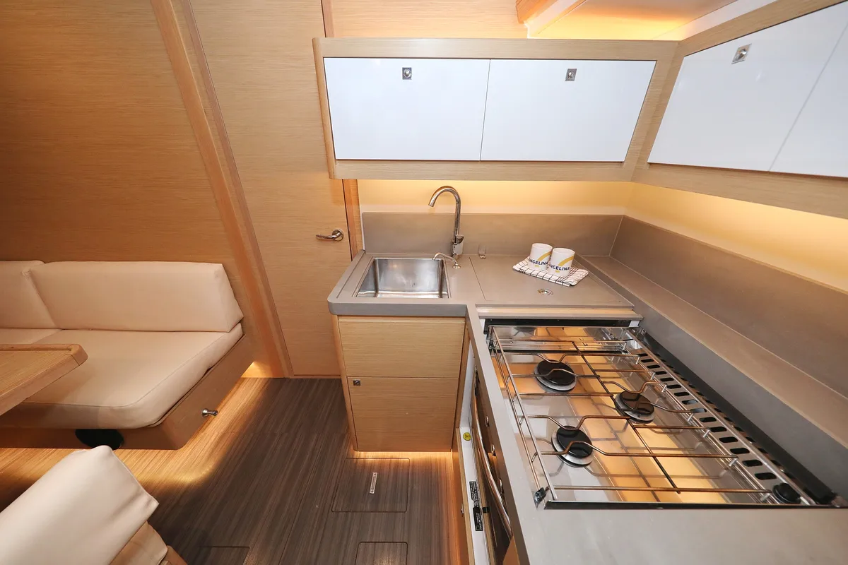 Galley of Chill Course, a Dufour 470 sailboat at Grad Trogir, Croatia