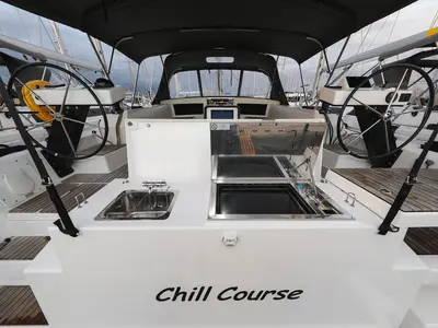 Deck of Chill Course, a Dufour 470 sailboat at Grad Trogir, Croatia