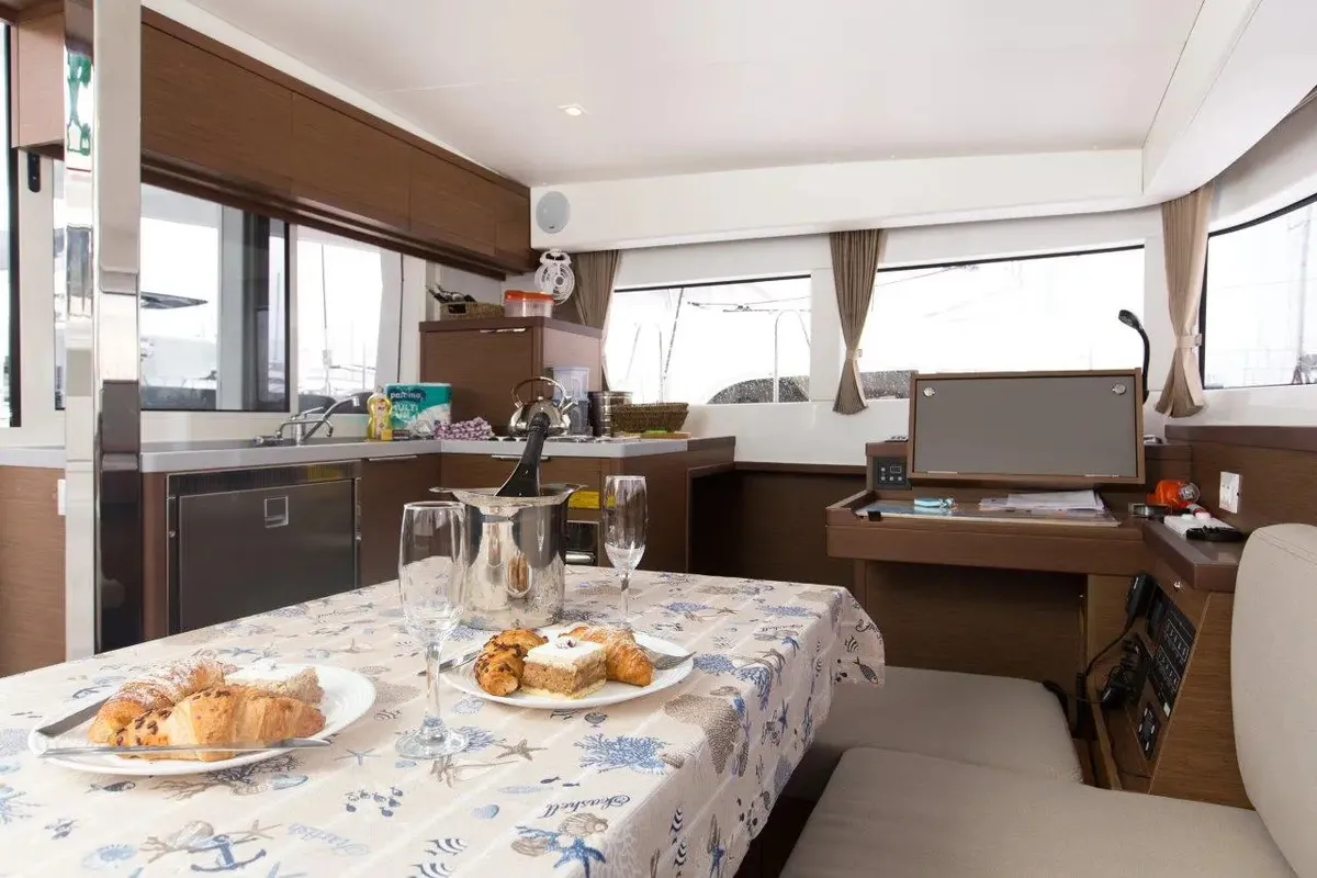 Cabin on Marinero, a Lagoon 40 catamaran at Lavrion, Greece