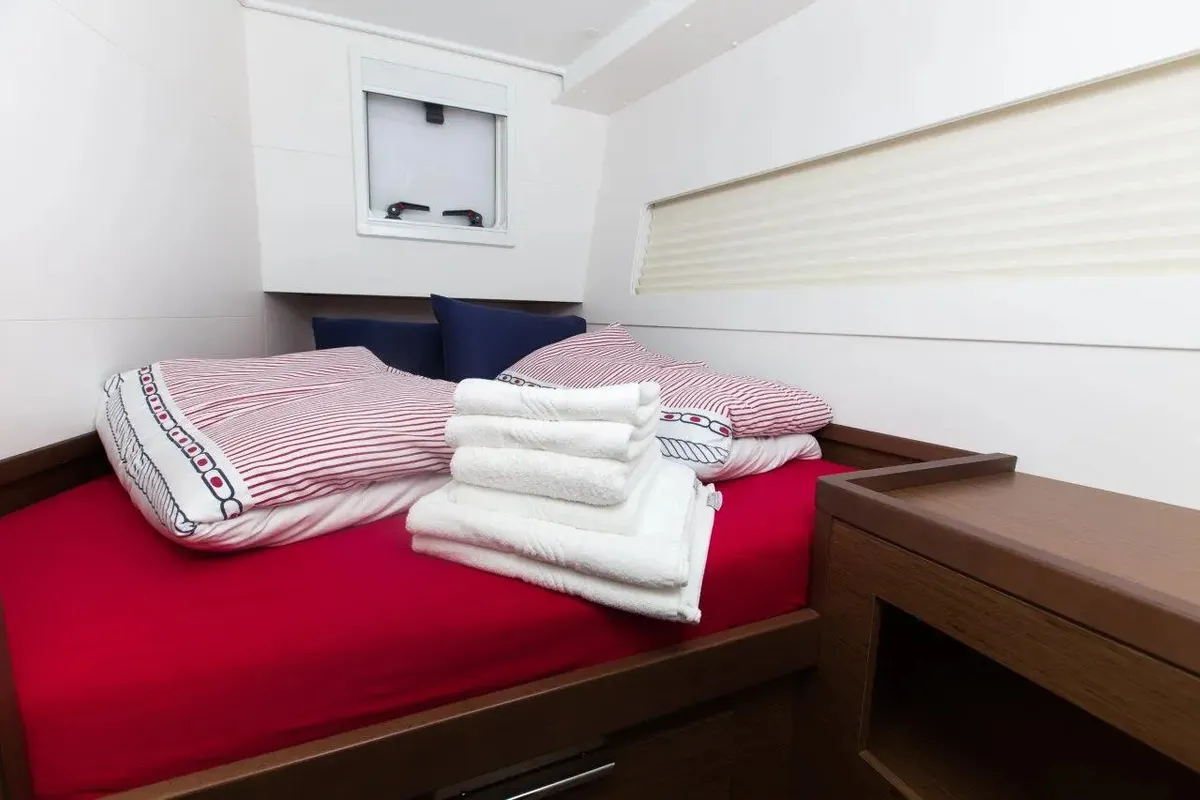 Cabin on Marinero, a Lagoon 40 catamaran at Lavrion, Greece