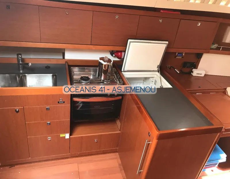 Galley of Asjemenou, a Beneteau Oceanis 41 sailboat at Kontokali, Greece