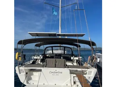 Deck of Constantina, a Dufour 470 sailboat at Preveza, Greece