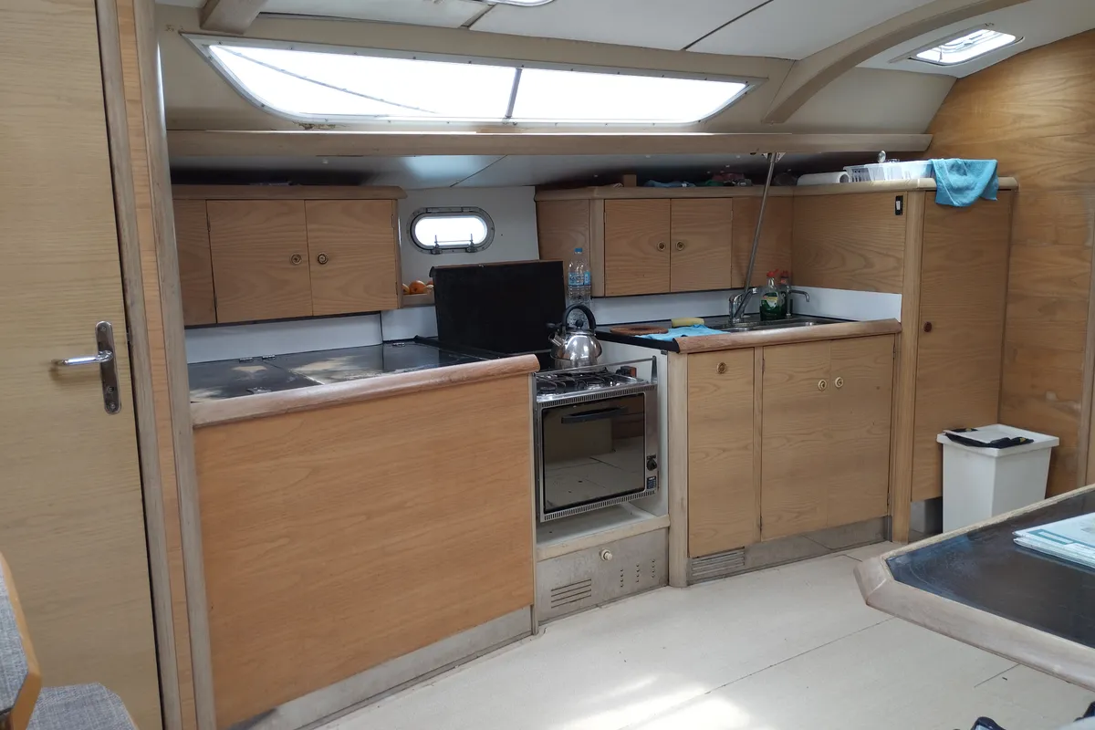 Galley of Epikouros, a Jeanneau Sun Odyssey 45.1 sailboat at Municipality of Kalamata, Greece