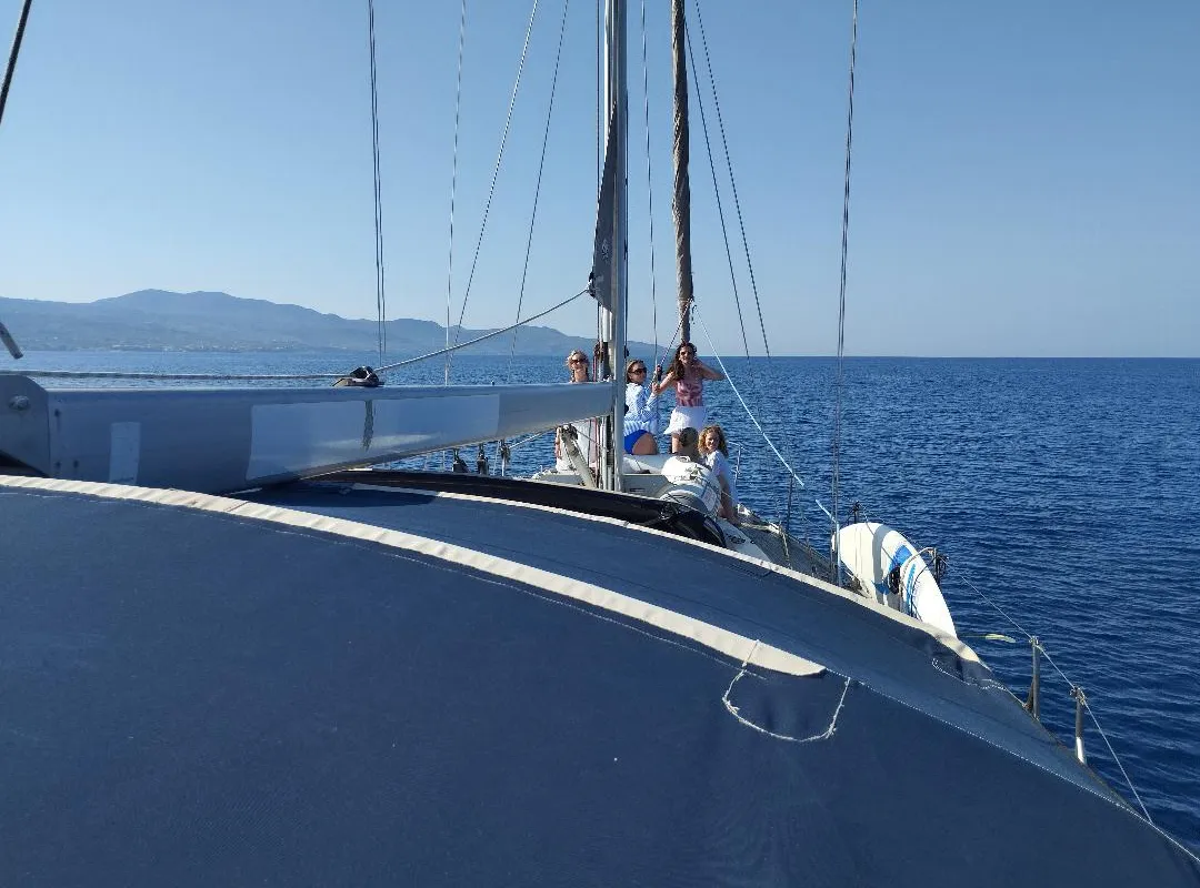 Deck of Epikouros, a Jeanneau Sun Odyssey 45.1 sailboat at Municipality of Kalamata, Greece