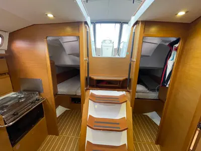 Galley of Petrine II, a Jeanneau Sun Odyssey 439 sailboat at Mauseidvågen, Norway