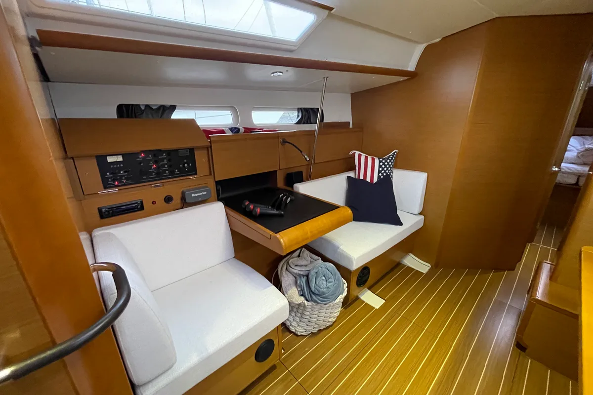 Petrine II, a Jeanneau Sun Odyssey 439 sailboat at Mauseidvågen, Norway
