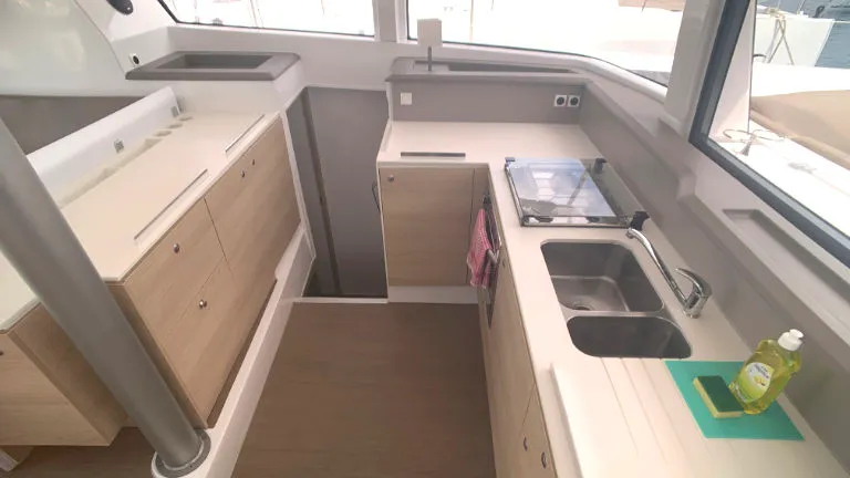 Galley of Jax, a Bali 4.1 catamaran at Općina Rogoznica, Croatia
