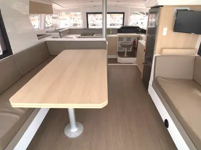 Salon of Jax, a Bali 4.1 catamaran at Općina Rogoznica, Croatia