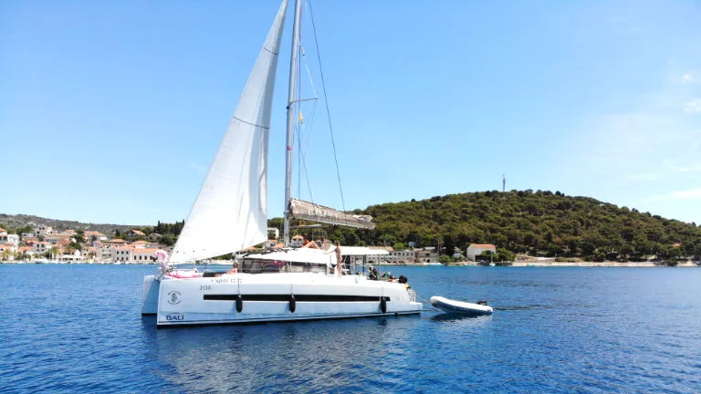 Exterior view of Jax, a Bali 4.1 catamaran at Općina Rogoznica, Croatia