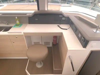 Galley of Jax, a Bali 4.1 catamaran at Općina Rogoznica, Croatia