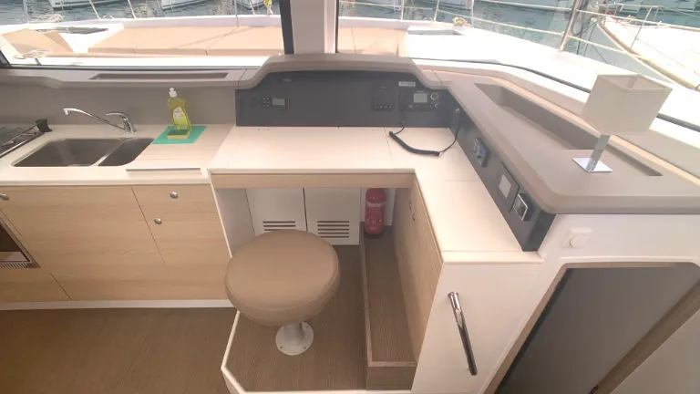 Galley of Jax, a Bali 4.1 catamaran at Općina Rogoznica, Croatia