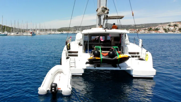 Exterior view of Jax, a Bali 4.1 catamaran at Općina Rogoznica, Croatia
