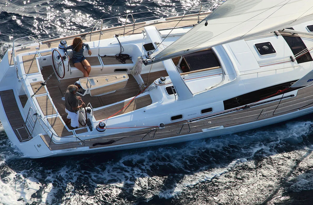 Exterior view of Anchorman, a Beneteau Oceanis 50 sailboat at Municipal Unit of Ellomenos, Greece