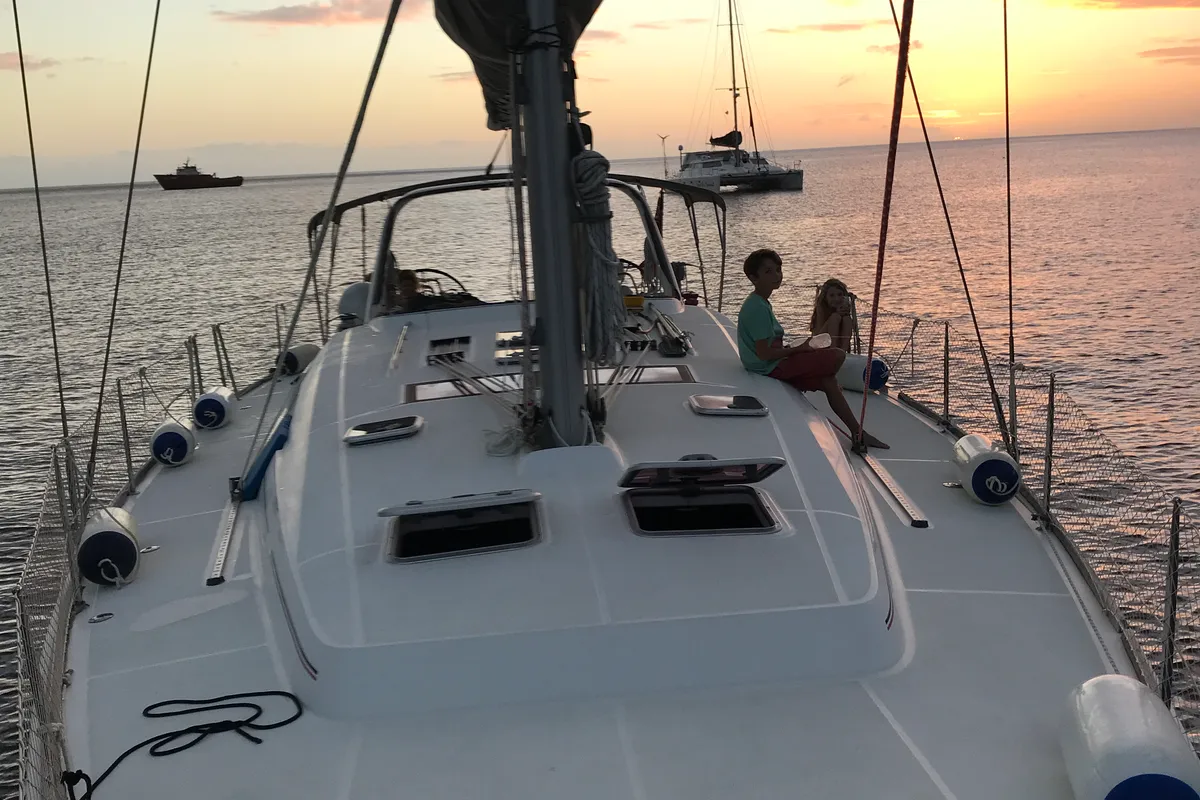 Deck of Anchorman, a Beneteau Oceanis 50 sailboat at Municipal Unit of Ellomenos, Greece