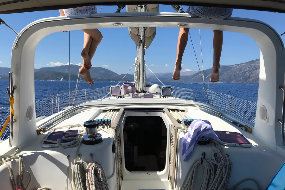 Cockpit of Anchorman, a Beneteau Oceanis 50 sailboat at Municipal Unit of Ellomenos, Greece