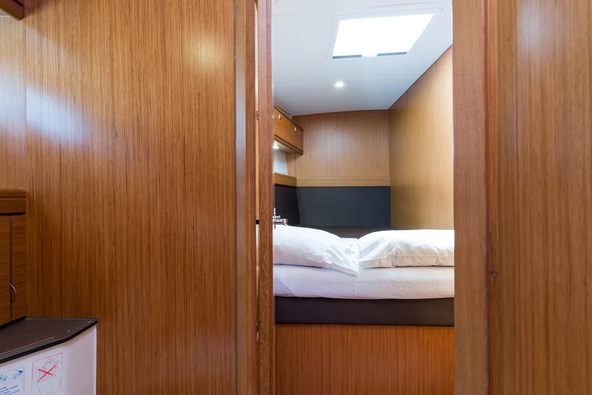 Cabin on Breathless, a Bavaria Cruiser 56 sailboat at Municipal Unit of Lefkada, Greece