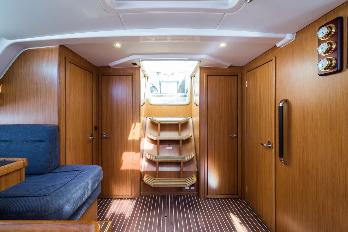 Salon of Breathless, a Bavaria Cruiser 56 sailboat at Municipal Unit of Lefkada, Greece