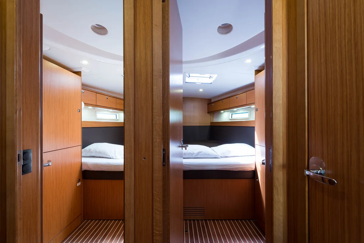 Cabin on Breathless, a Bavaria Cruiser 56 sailboat at Municipal Unit of Lefkada, Greece