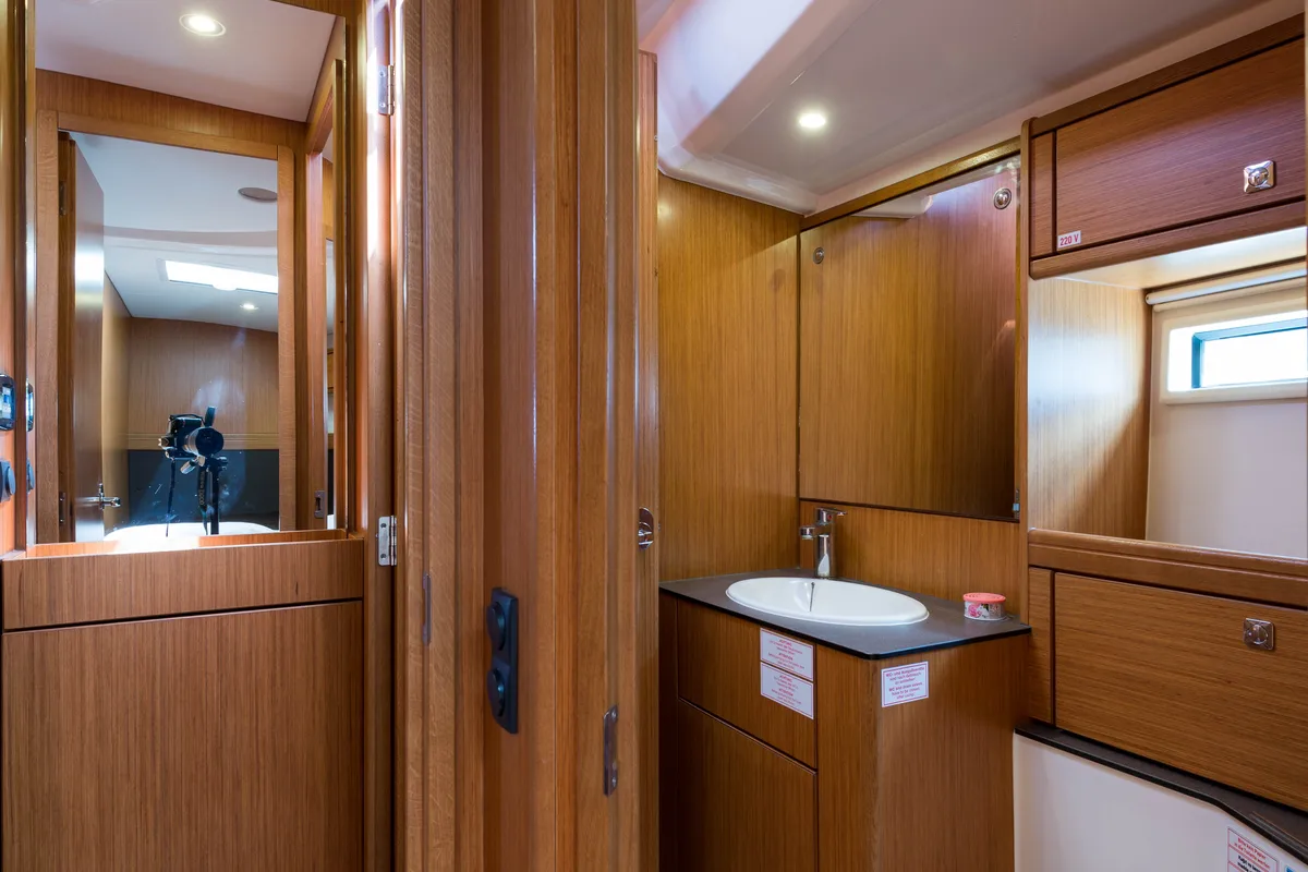 Head on Breathless, a Bavaria Cruiser 56 sailboat at Municipal Unit of Lefkada, Greece