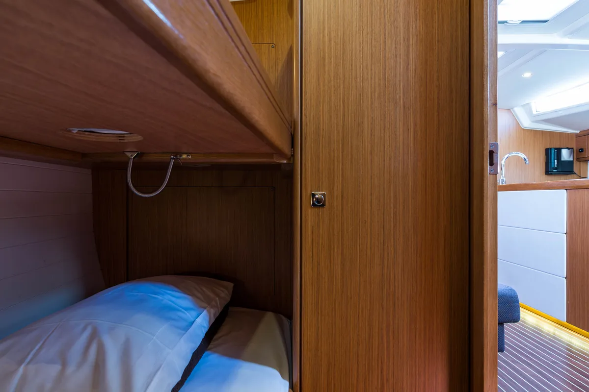 Cabin on Breathless, a Bavaria Cruiser 56 sailboat at Municipal Unit of Lefkada, Greece