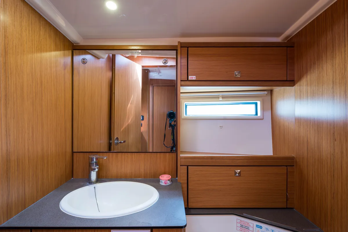 Head on Breathless, a Bavaria Cruiser 56 sailboat at Municipal Unit of Lefkada, Greece