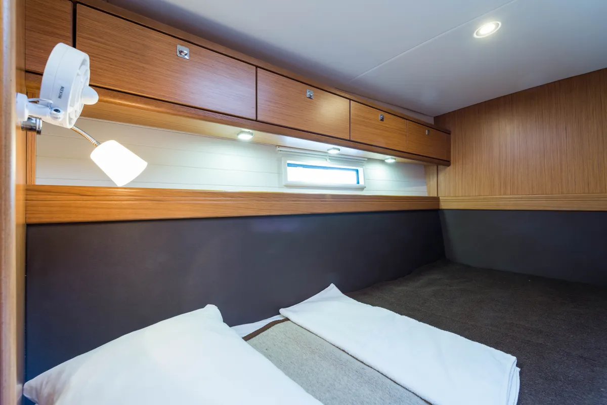 Cabin on Breathless, a Bavaria Cruiser 56 sailboat at Municipal Unit of Lefkada, Greece