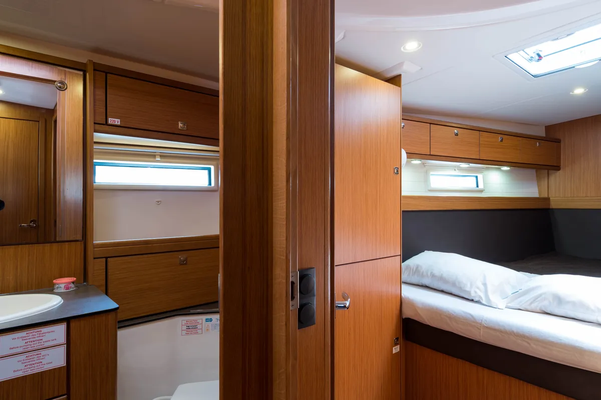 Head on Breathless, a Bavaria Cruiser 56 sailboat at Municipal Unit of Lefkada, Greece