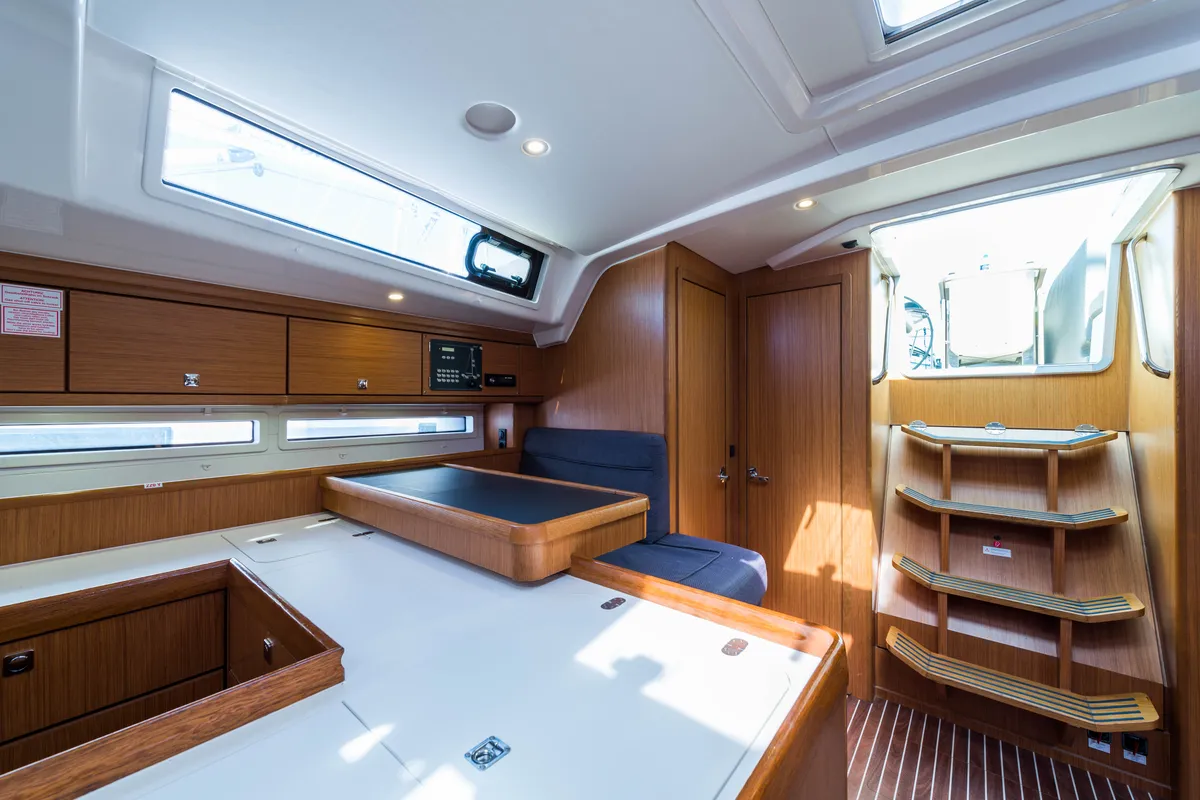 Galley of Breathless, a Bavaria Cruiser 56 sailboat at Municipal Unit of Lefkada, Greece