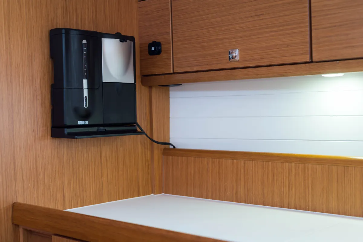 Galley of Breathless, a Bavaria Cruiser 56 sailboat at Municipal Unit of Lefkada, Greece