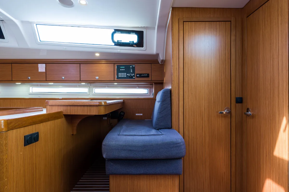 Salon of Breathless, a Bavaria Cruiser 56 sailboat at Municipal Unit of Lefkada, Greece