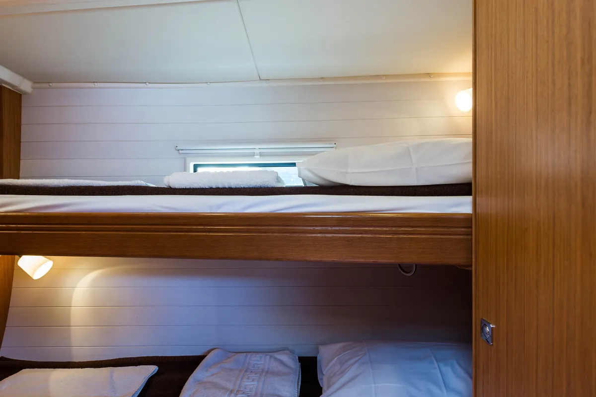 Cabin on Breathless, a Bavaria Cruiser 56 sailboat at Municipal Unit of Lefkada, Greece