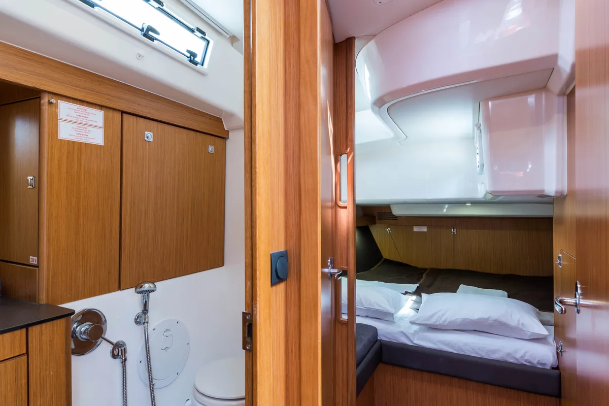 Head on Breathless, a Bavaria Cruiser 56 sailboat at Municipal Unit of Lefkada, Greece
