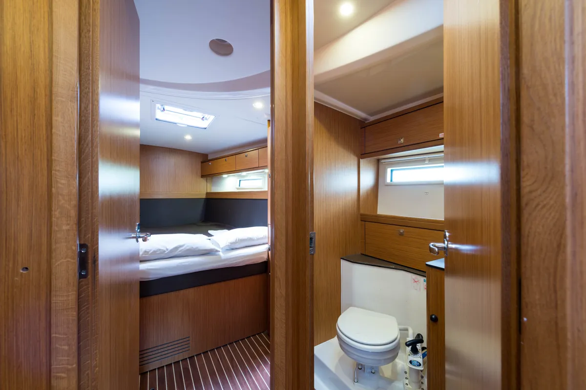 Head on Breathless, a Bavaria Cruiser 56 sailboat at Municipal Unit of Lefkada, Greece