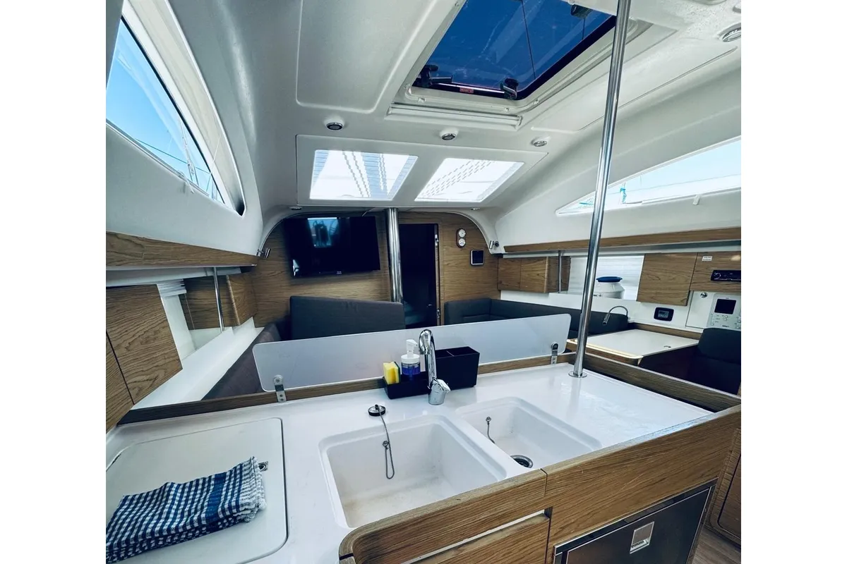 Galley of ATLA, a Elan Impression 40 sailboat at Novi Vinodolski, Croatia